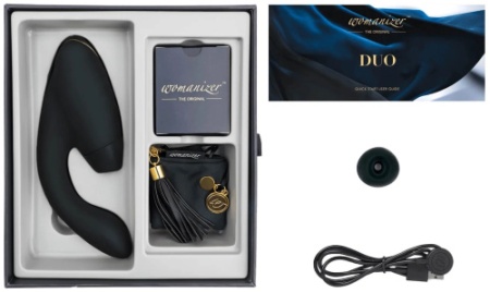 Womanizer Duo 2 – вибратор для точки G и вакуумно-волновой стимулятор клитора черный